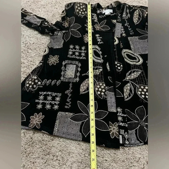 VINTAGE 80’s Made in USA Black Gold Abstract Floral Print Blazer Jacket Size 20W - Picture 7 of 7